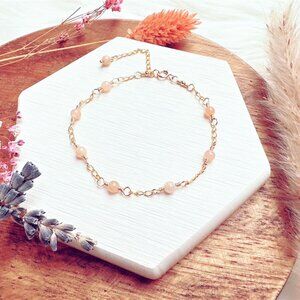 New Gold Chain Bracelet with Sunstone Beads | Handmade in British Columbia